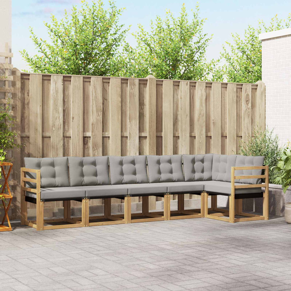 Set vanjskih sofa s jastukom 6 pcs Bijela i svjetlosiva