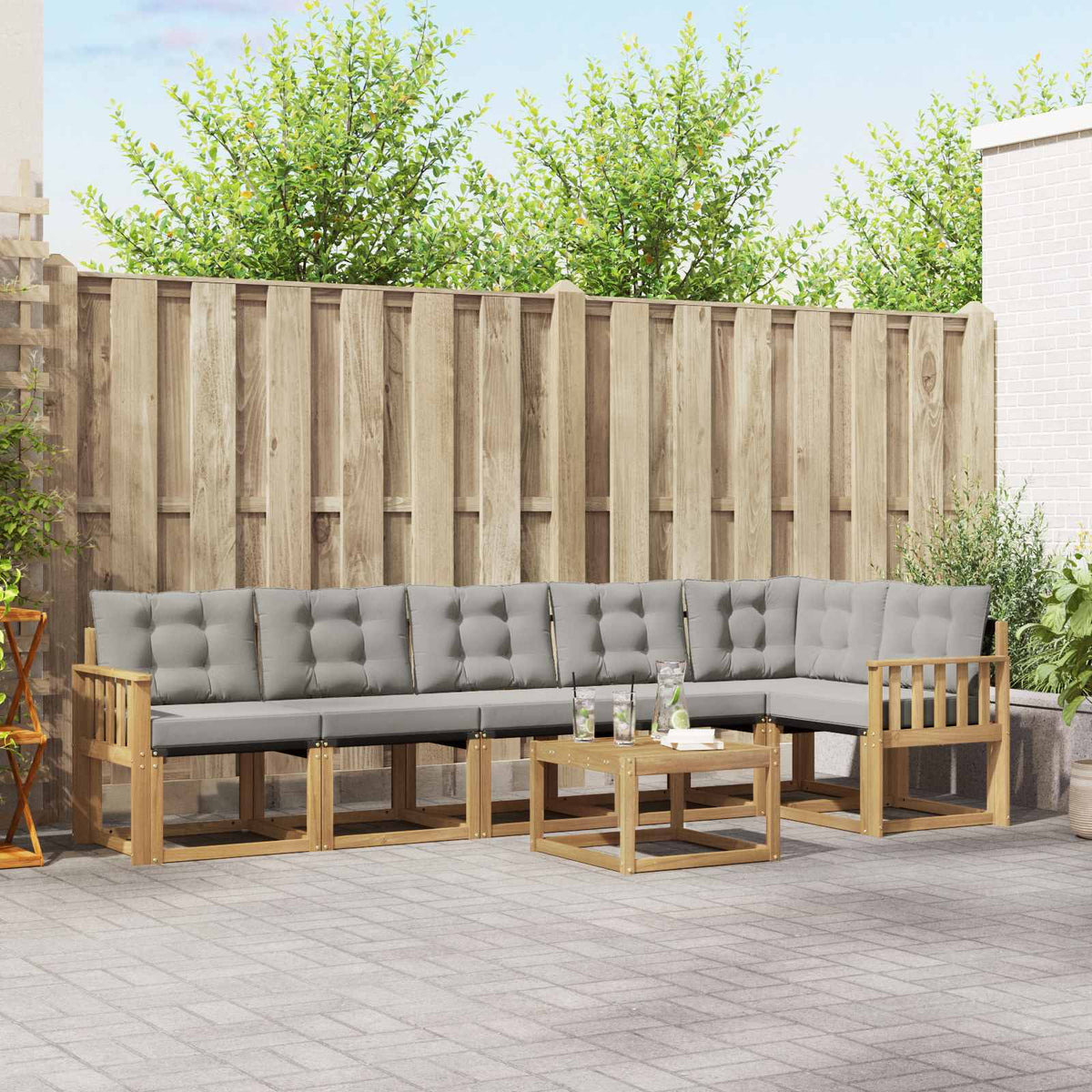 Set vanjskih sofa 7 kom. Bijela i svjetlosiva