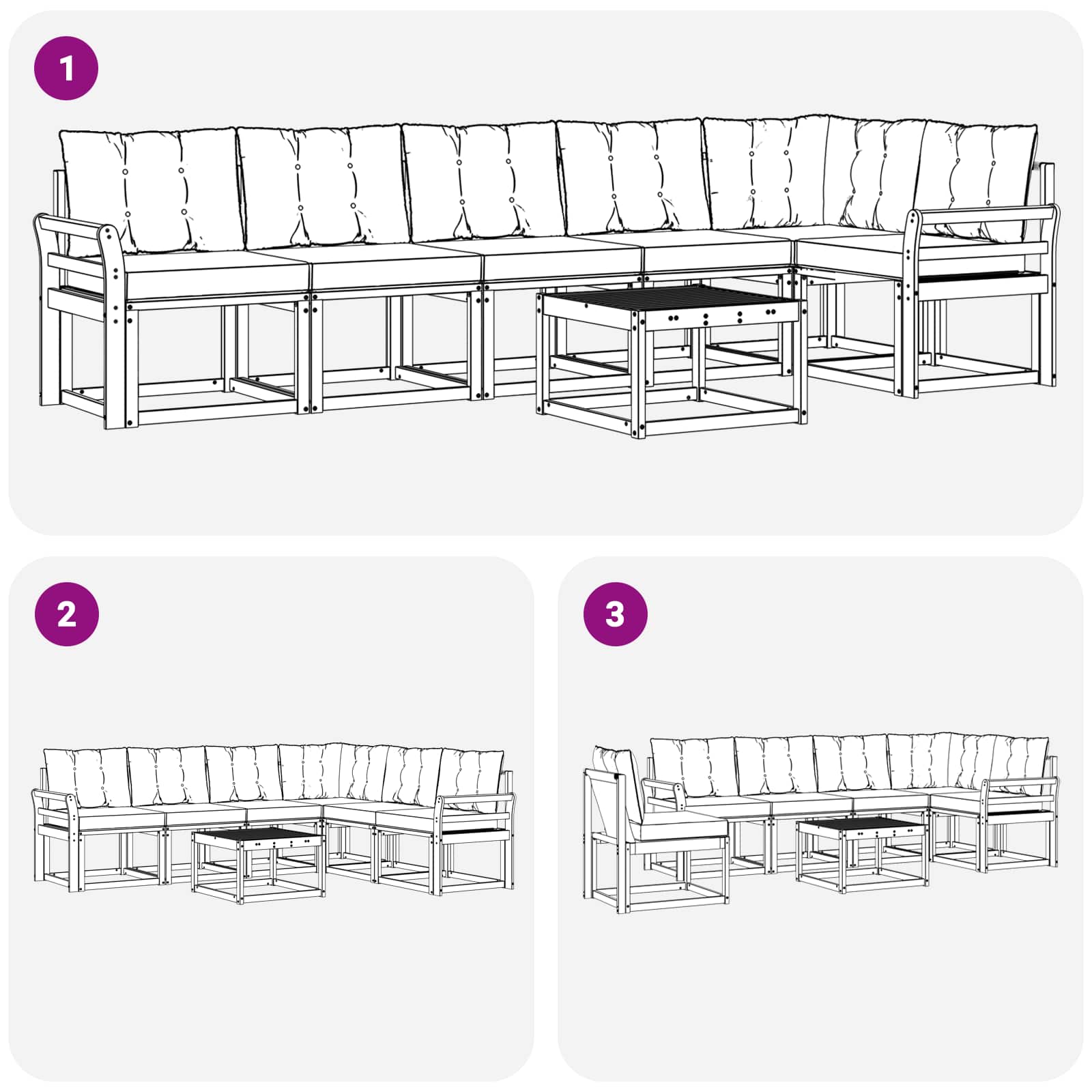 Set vanjskih sofa 7 kom. Bijela i svjetlosiva