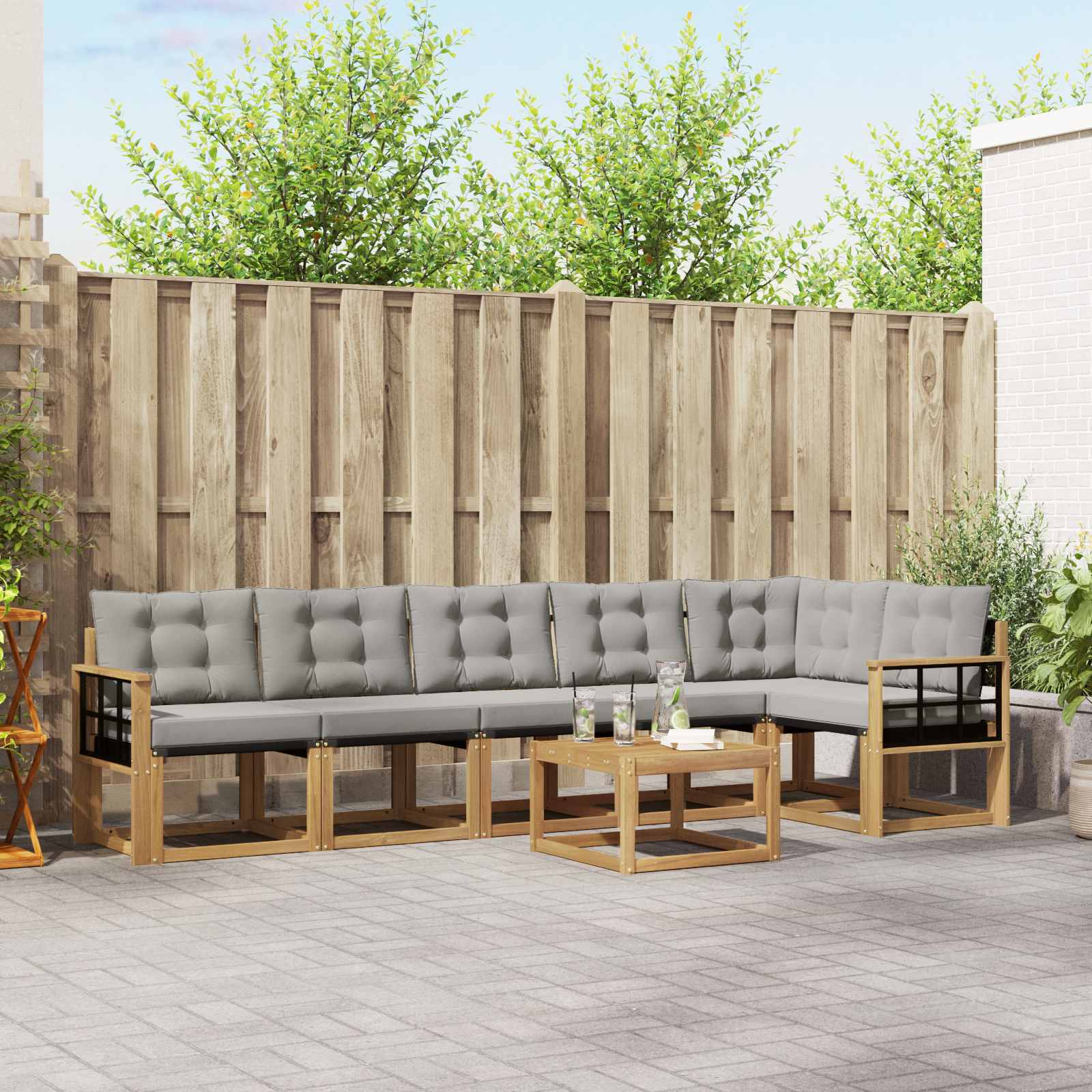 Set vanjskih sofa 7 kom. Bijela i svjetlosiva