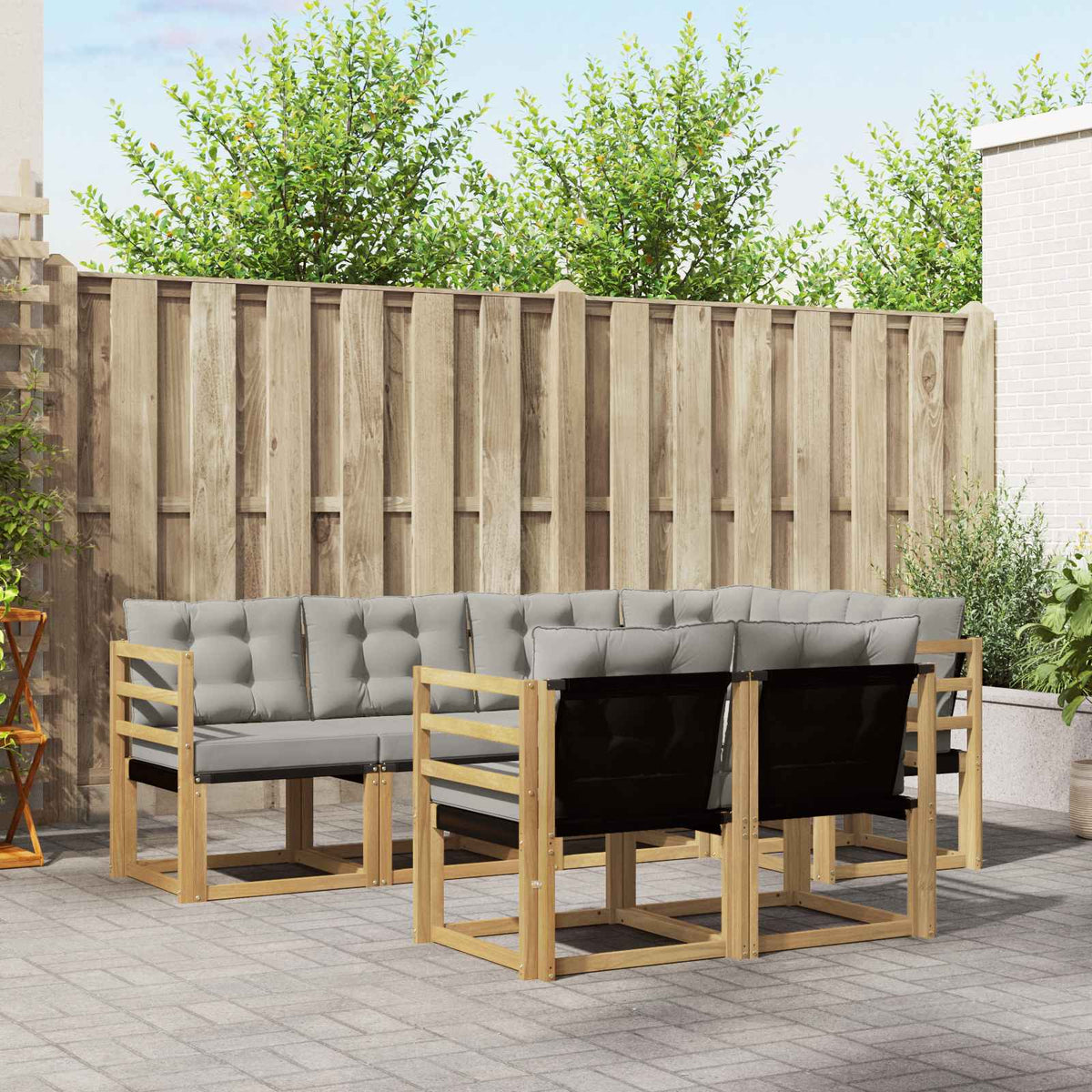 Set vanjskih sofa 7 kom. Bijela i svjetlosiva Smeđa 245 x 126,5 x 73 cm