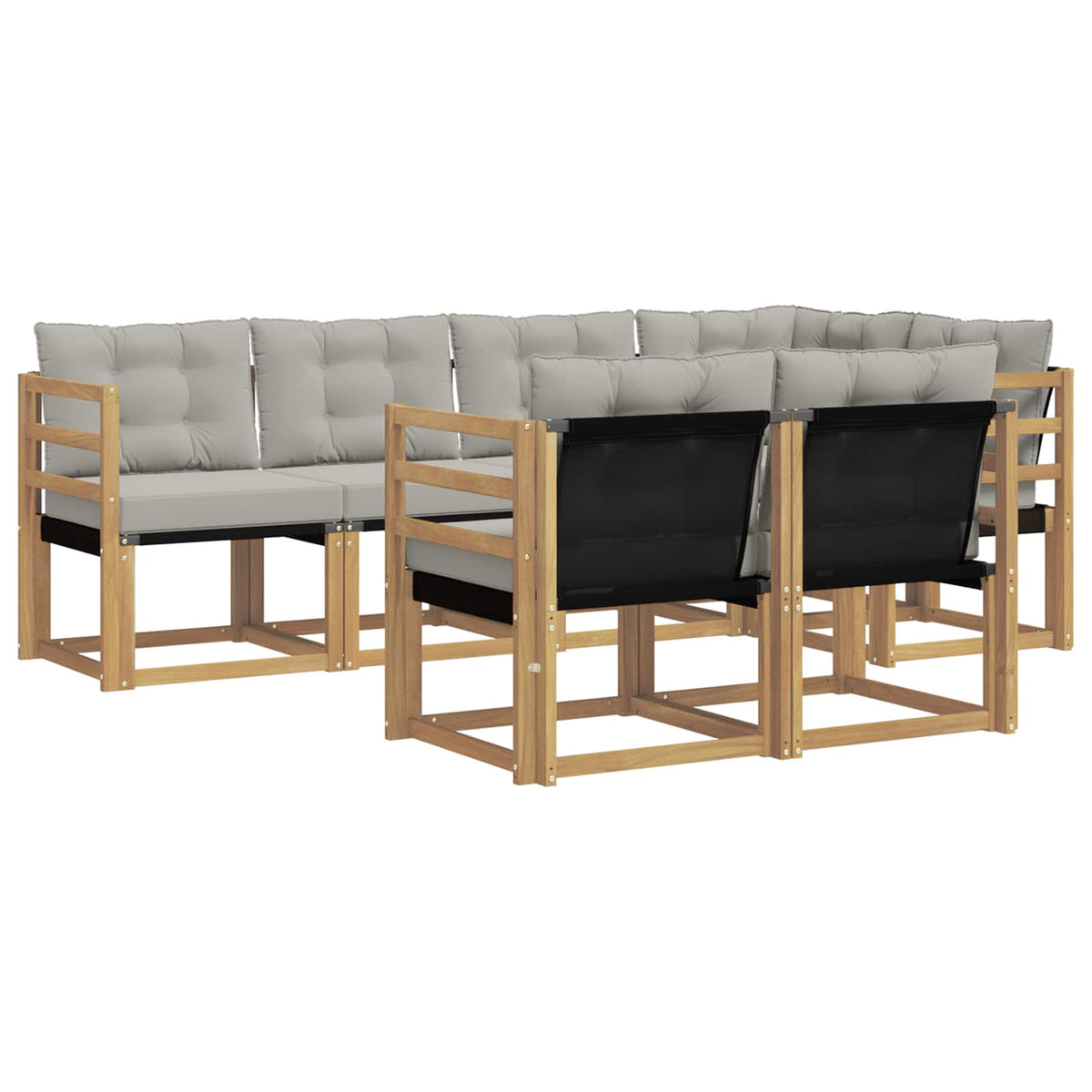 Set vanjskih sofa 7 kom. Bijela i svjetlosiva Smeđa 245 x 126,5 x 73 cm