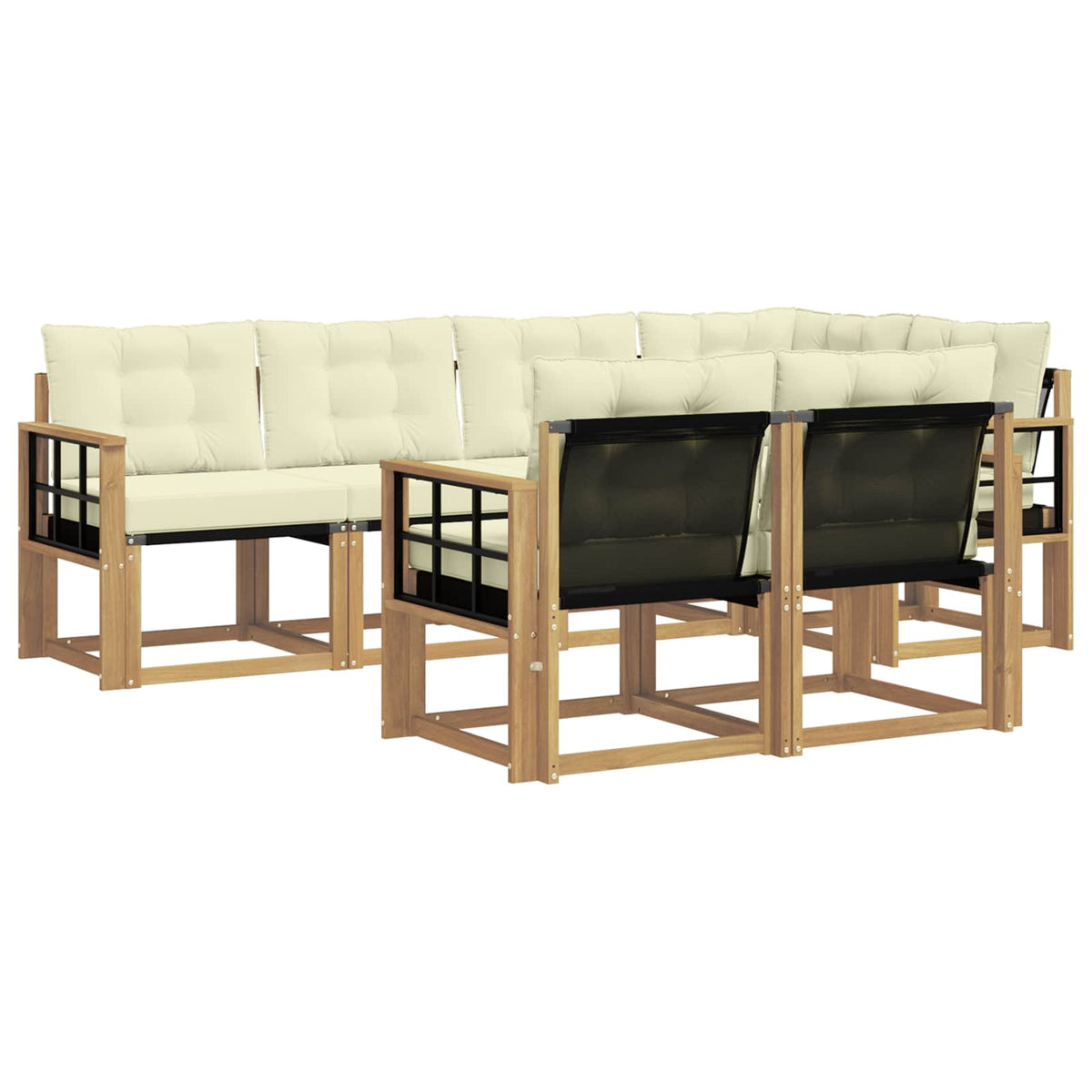 Set vanjskih sofa 7 kom. Bijela i krem Smeđa 247 x 128,5 x 73 cm