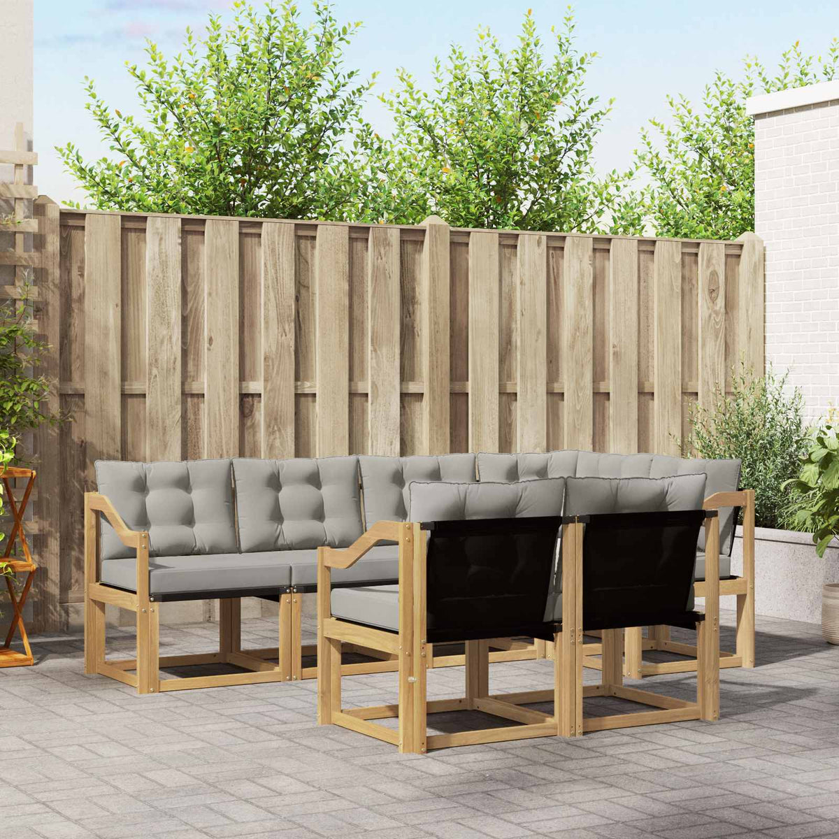 Set vanjskih sofa 7 kom. Bijela i svjetlosiva Smeđa 245 x 126,5 x 73 cm