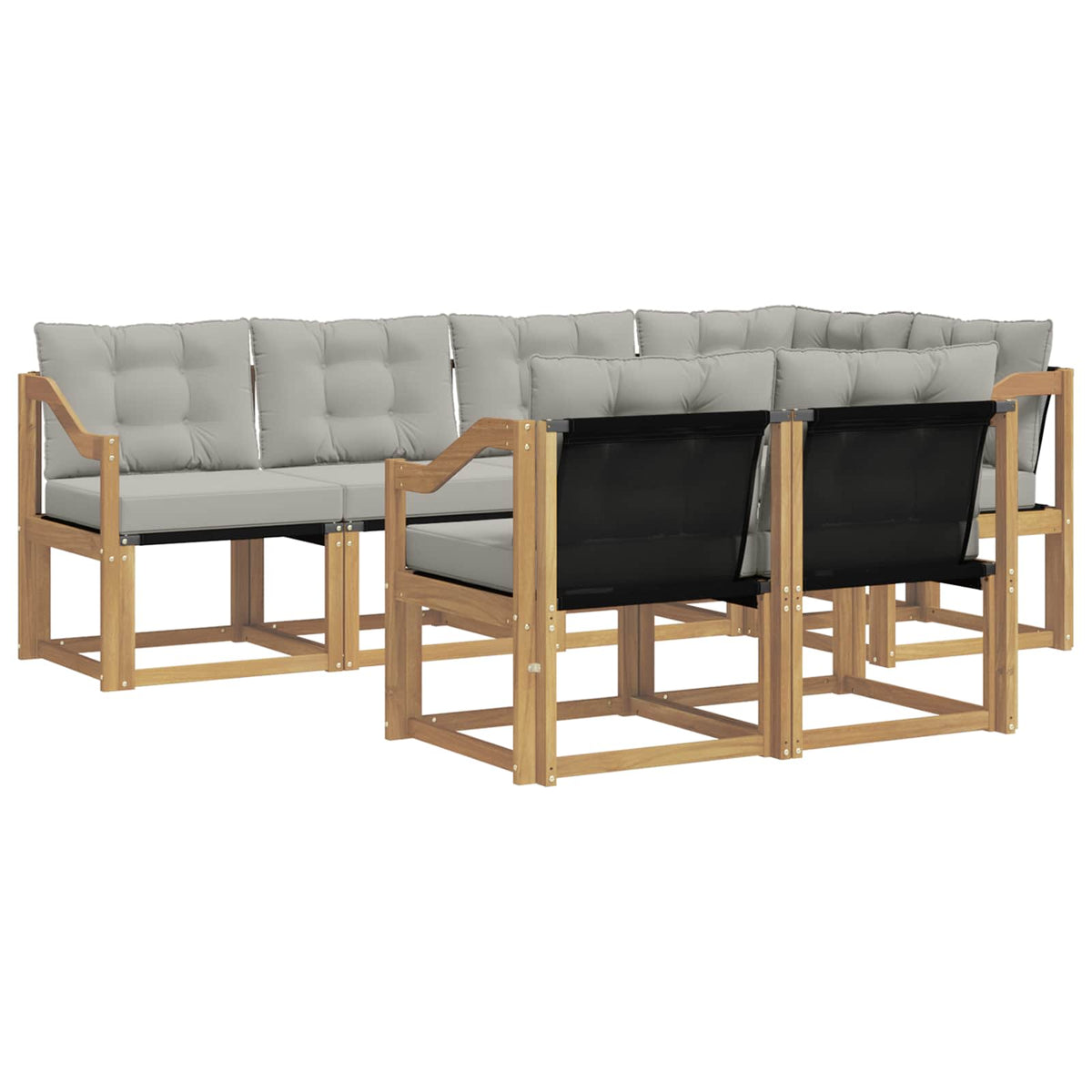 Set vanjskih sofa 7 kom. Bijela i svjetlosiva Smeđa 245 x 126,5 x 73 cm