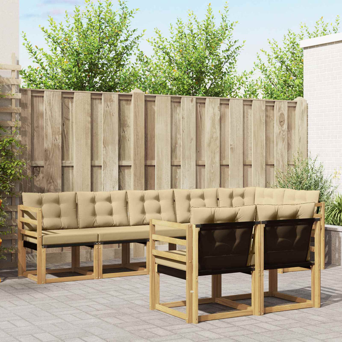 Set vanjskih sofa s jastukom 8 pcs Bijela i bež