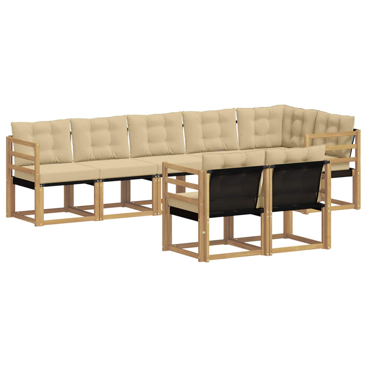 Set vanjskih sofa s jastukom 8 pcs Bijela i bež