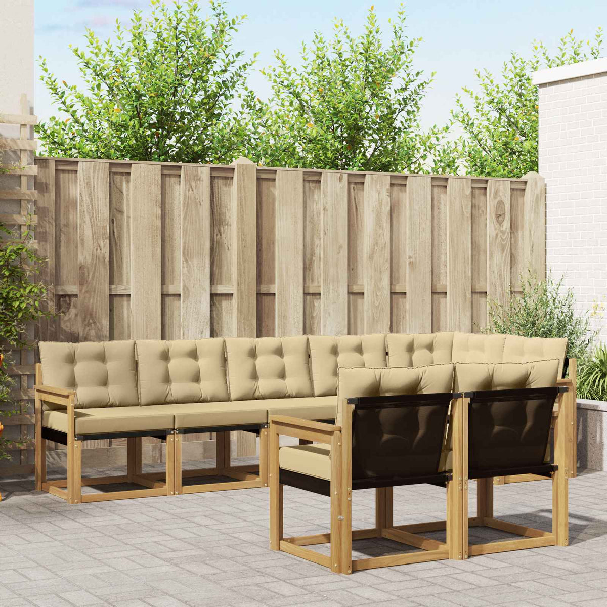 Set vanjskih sofa s jastukom 8 pcs Bijela i bež