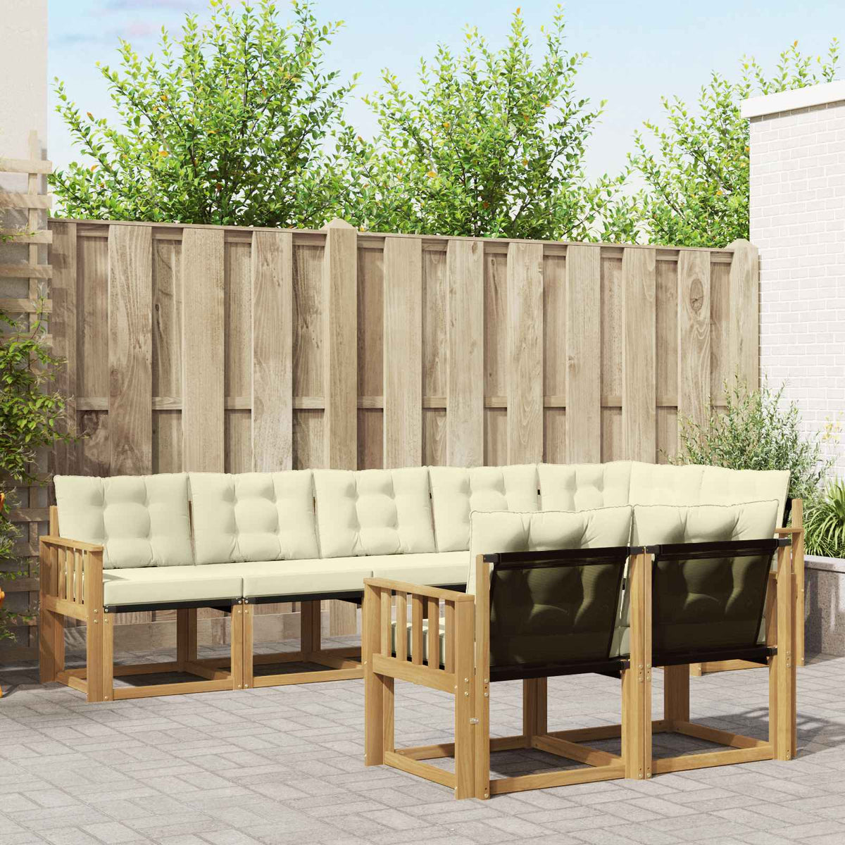 Set vanjskih sofa s jastukom 8 pcs Bijela i krem