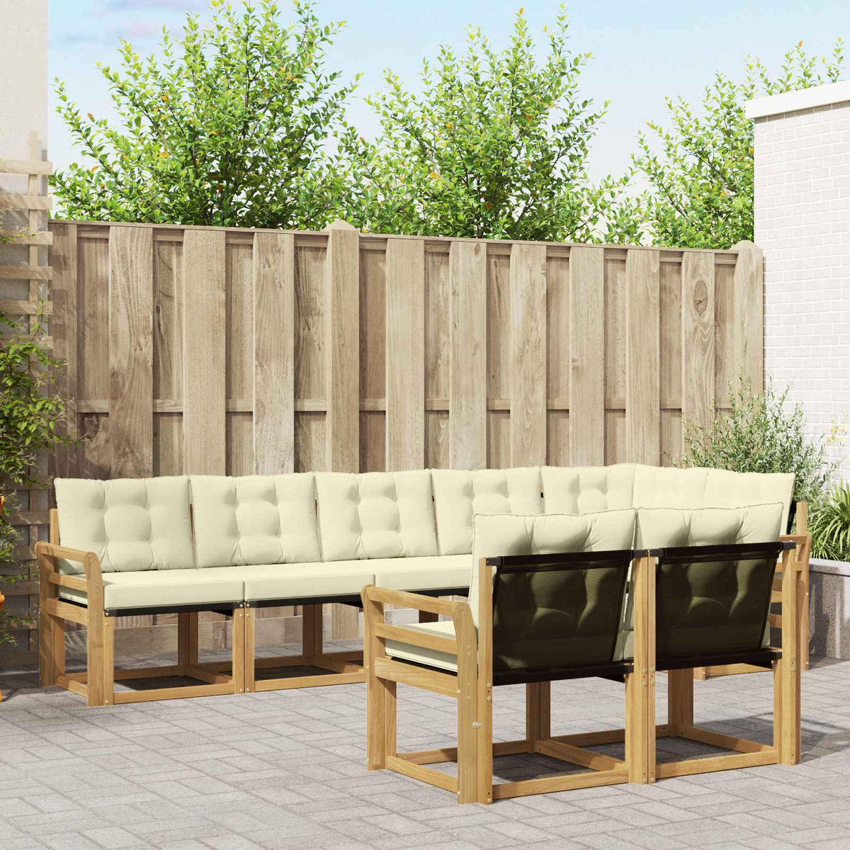 Set vanjskih sofa s jastukom 8 pcs Bijela i krem