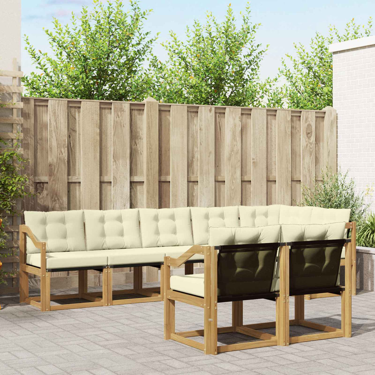 Set vanjskih sofa s jastukom 8 pcs Bijela i krem