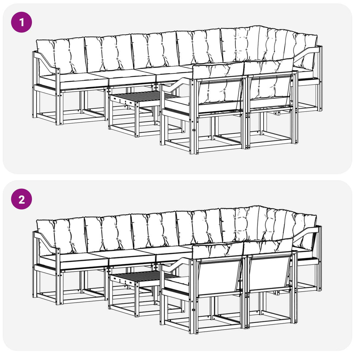 Set vanjskih sofa 9 kom. Bijela i krem