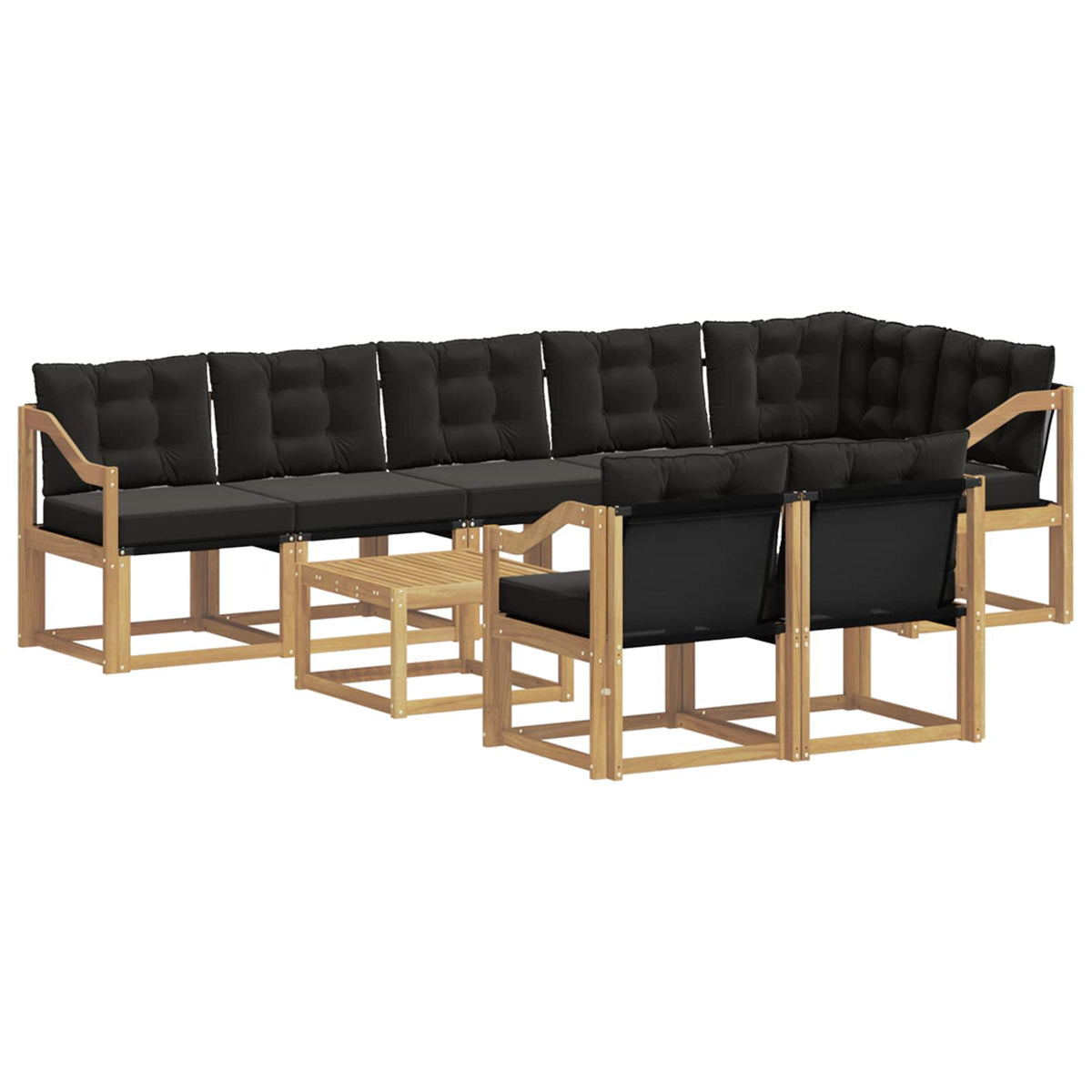 Set vanjskih sofa s jastukom 9 pcs Bijela i crna