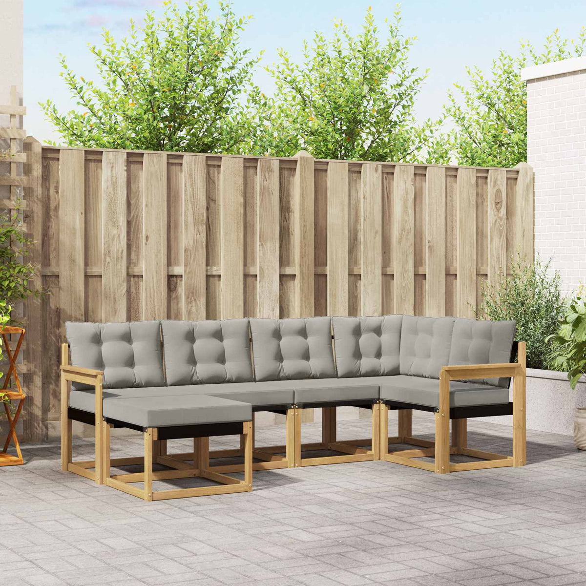 Set vanjskih sofa s jastukom 6 pcs Bijela i svjetlosiva