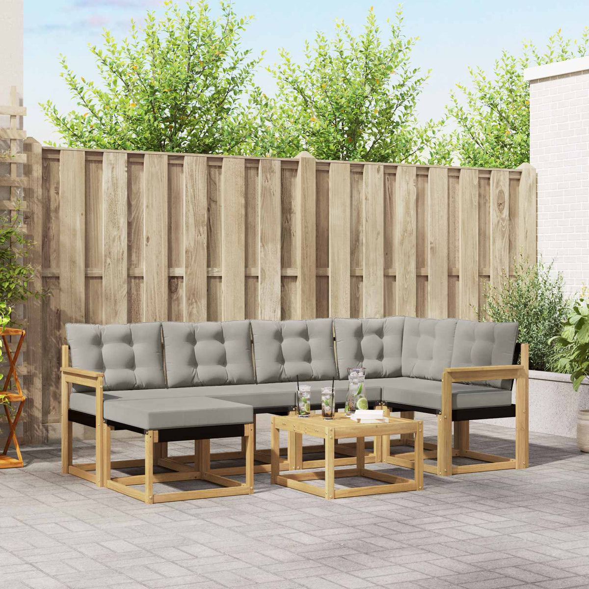 Set vanjskih sofa 7 kom. Bijela i svjetlosiva