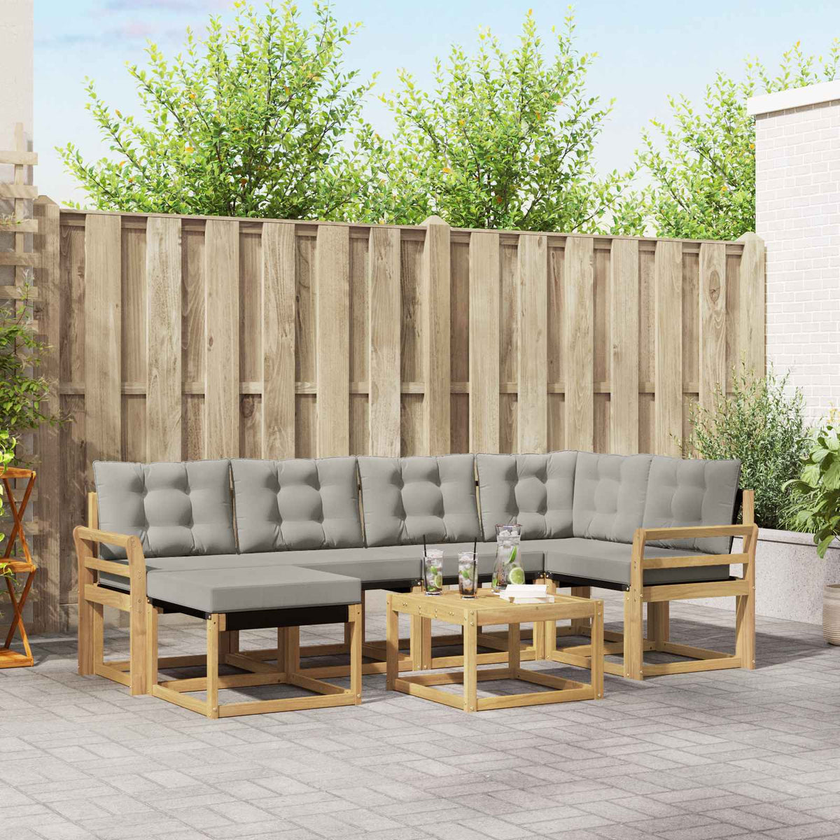 Set vanjskih sofa 7 kom. Bijela i svjetlosiva