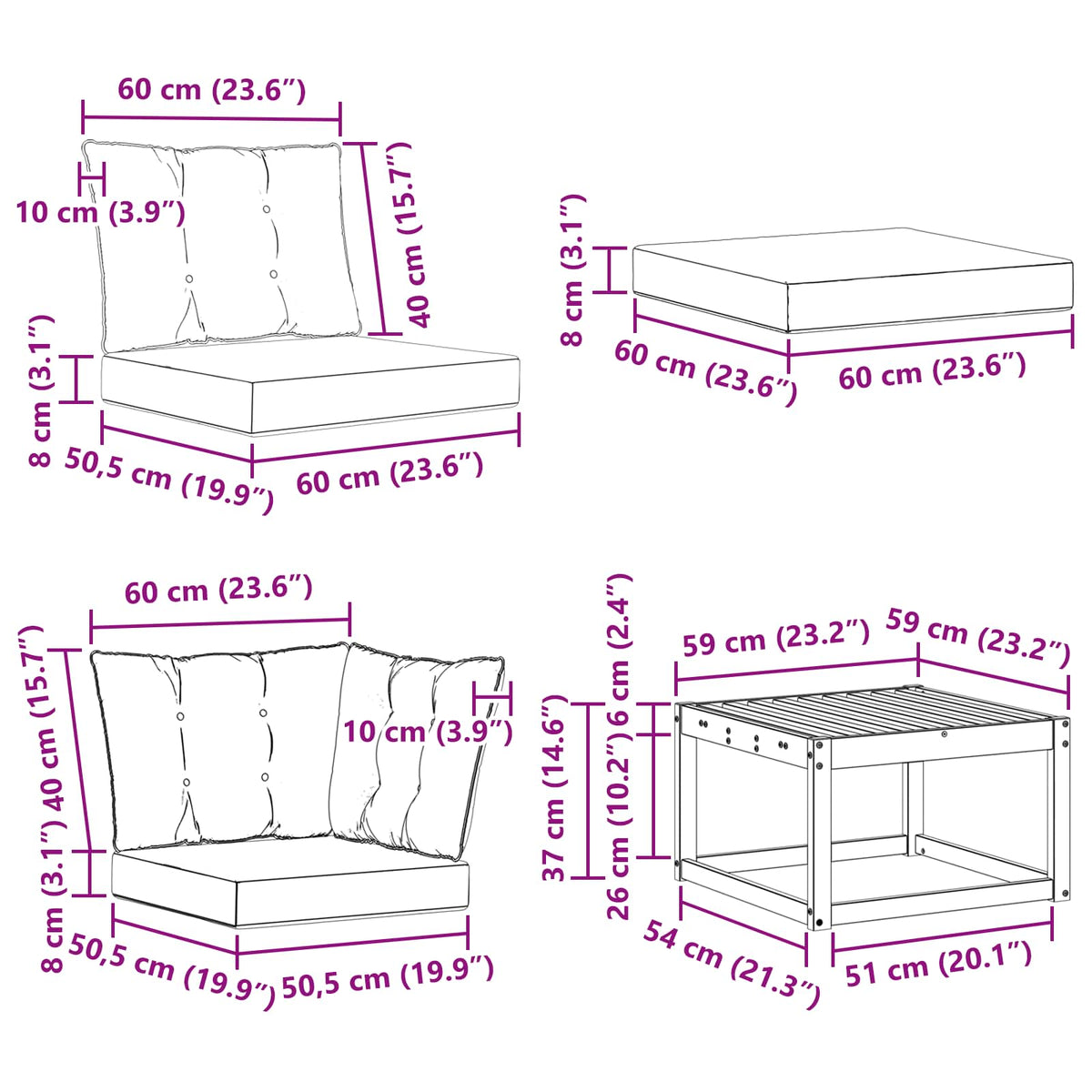 Set vanjskih sofa 7 kom. Bijela i svjetlosiva