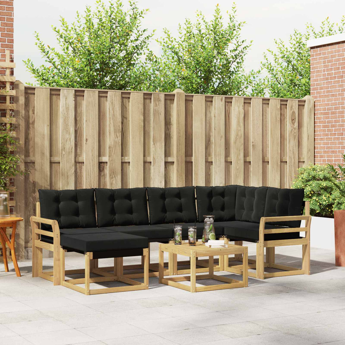 Set vanjskih sofa 7 kom. Bijela i crna