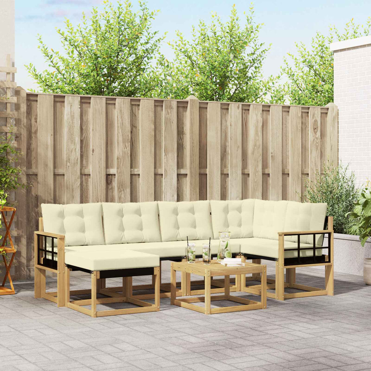 Set vanjskih sofa 7 kom. Bijela i krem