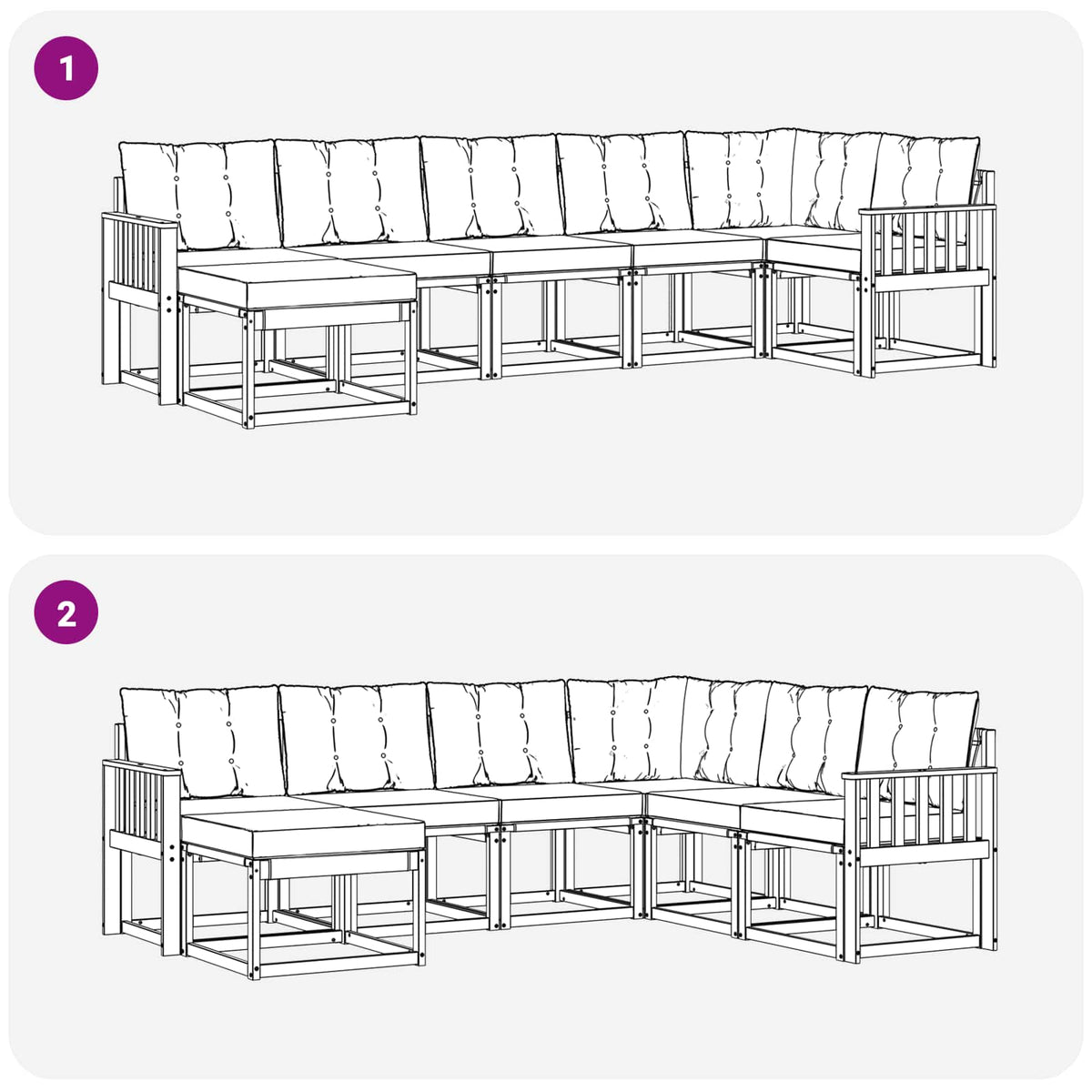Set vanjskih sofa 7 kom. Bijela i svjetlosiva Smeđa 306 x 128,5 x 73 cm