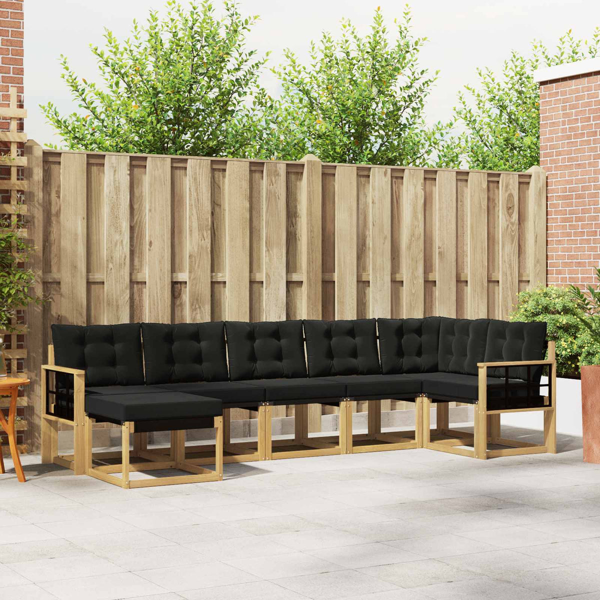 Set vanjskih sofa 7 kom. Bijela i crna Smeđa 306 x 128,5 x 73 cm
