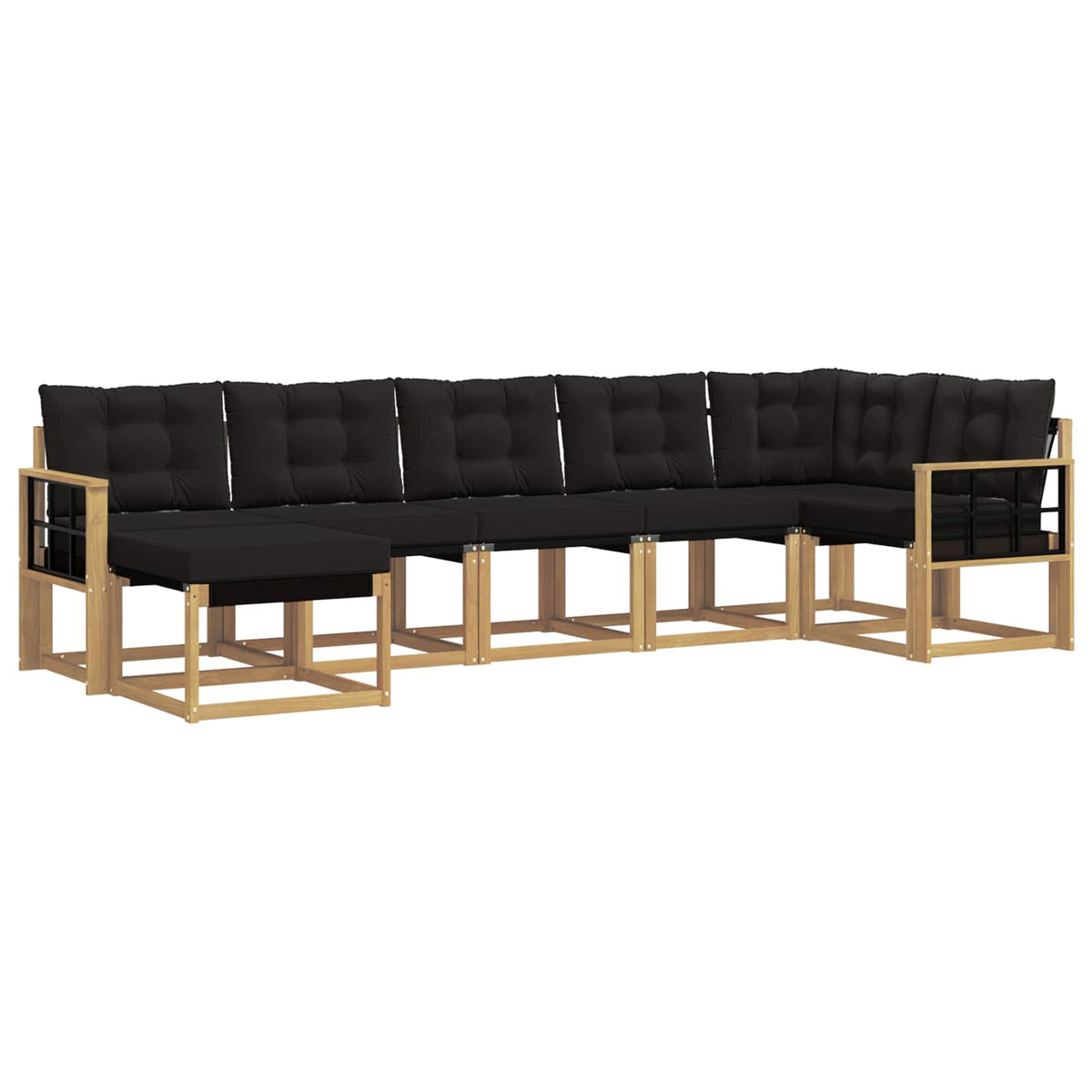 Set vanjskih sofa 7 kom. Bijela i crna Smeđa 306 x 128,5 x 73 cm