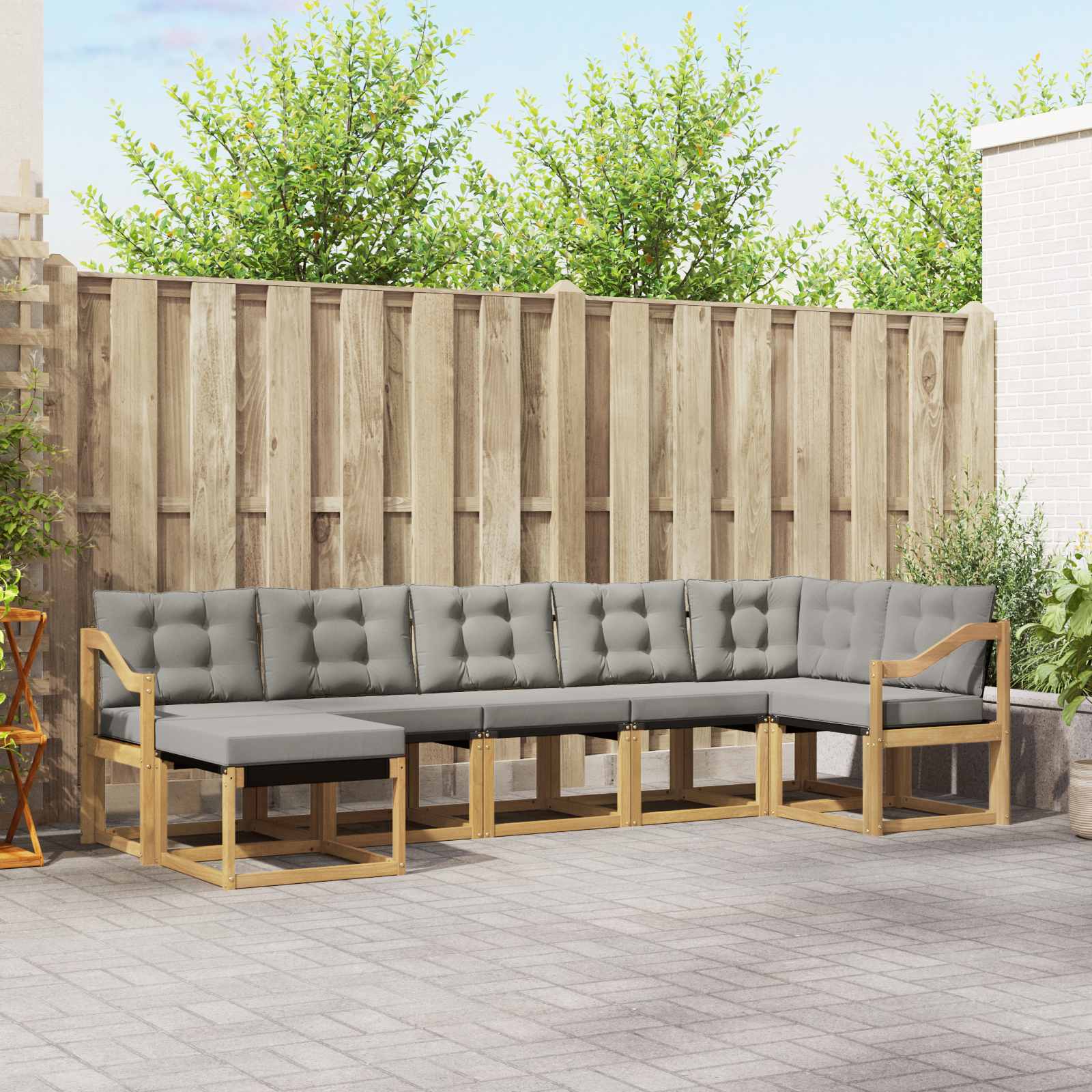 Set vanjskih sofa 7 pcs Čvrsto drvo akacije i Textilene