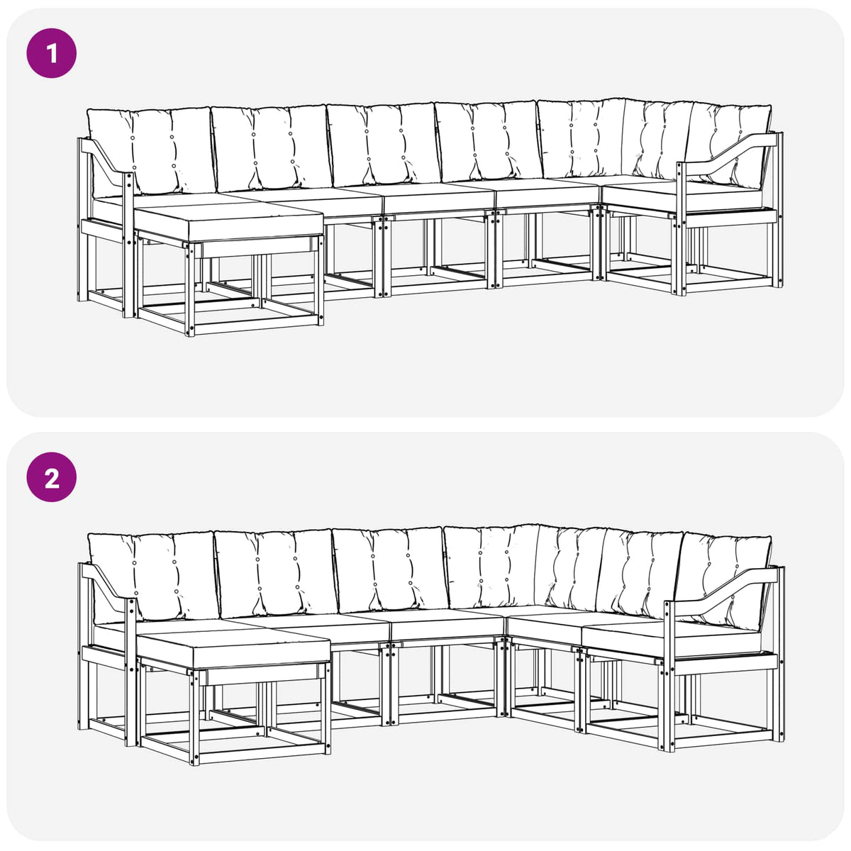 Set vanjskih sofa 7 pcs Čvrsto drvo akacije i Textilene