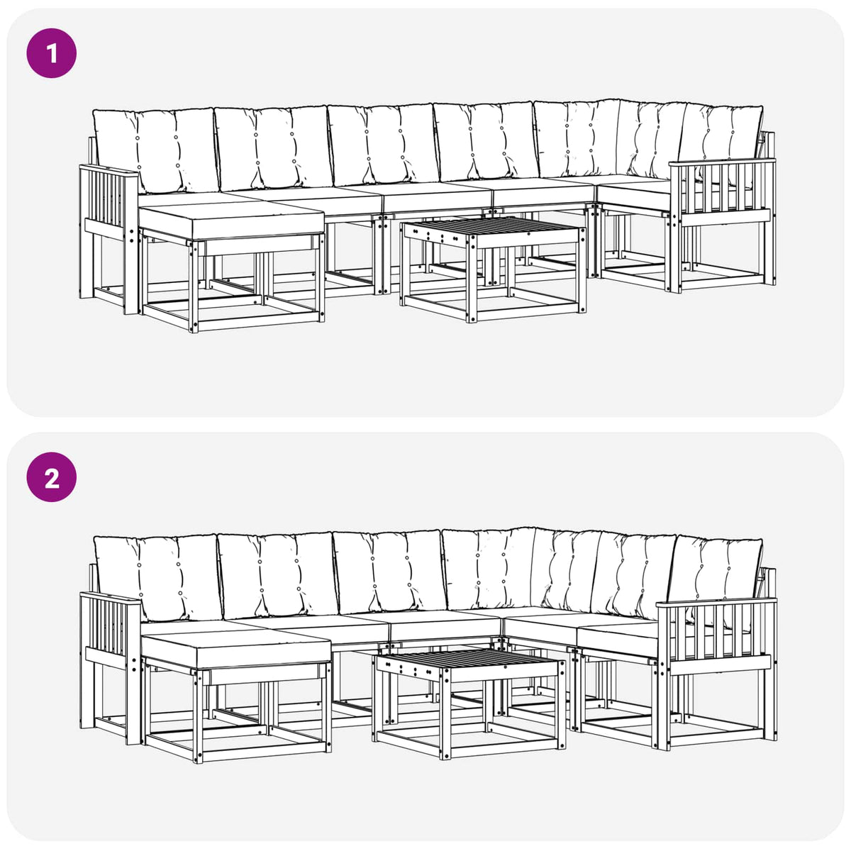 Set vanjskih sofa 8 kom. Bijela i crna