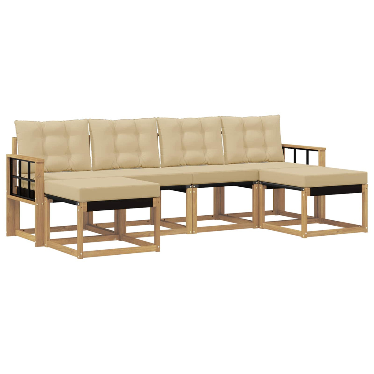 Set vanjskih sofa 6 kom. Bijela i bež Smeđa 249 x 122,5 x 73 cm