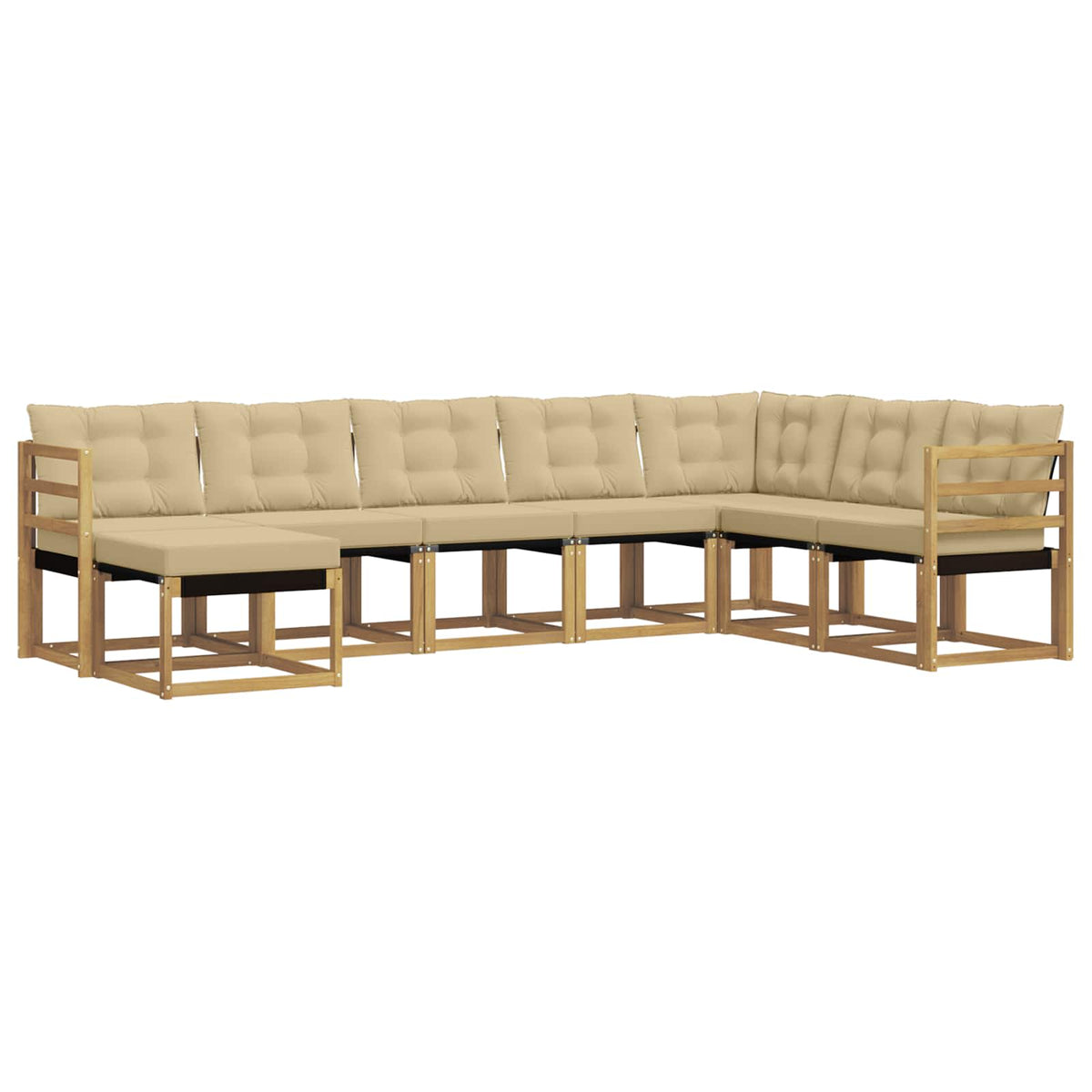 Set vanjskih sofa 8 kom. Bijela i bež Smeđa 304 x 185,5 x 73 cm