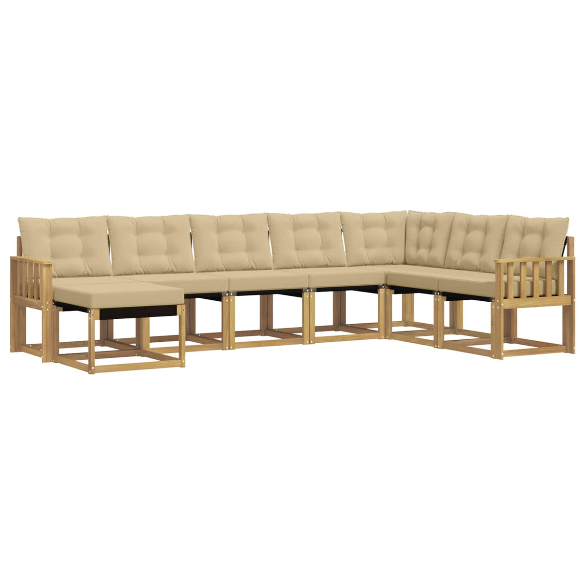 Set vanjskih sofa 8 kom. Bijela i bež Smeđa 306 x 187,5 x 73 cm