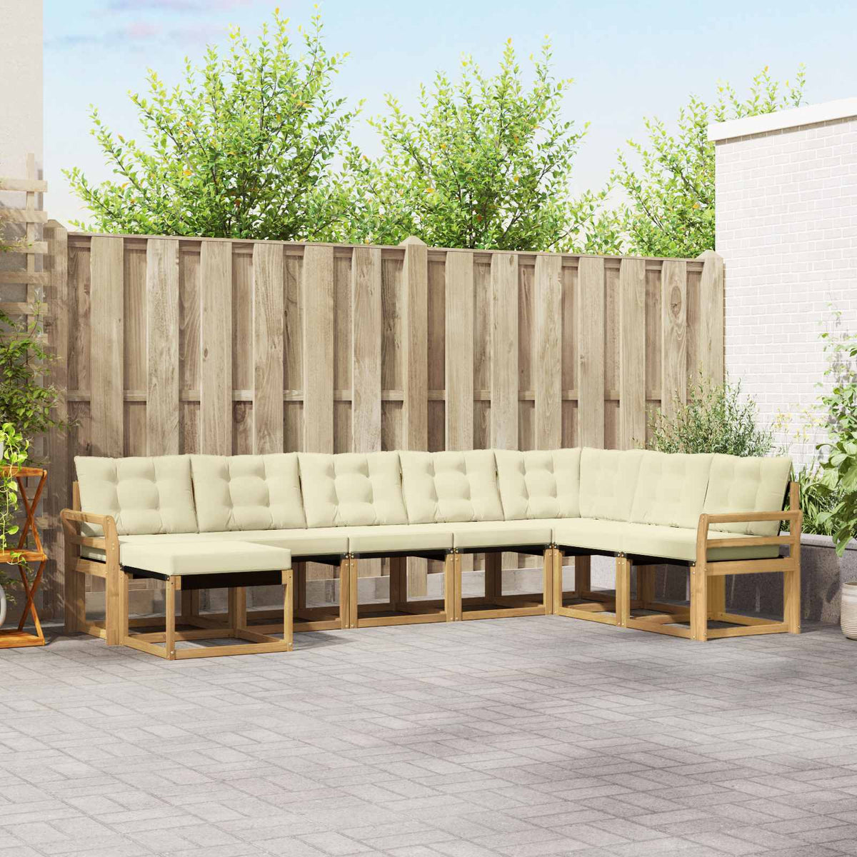 Set vanjskih sofa s jastukom 8 pcs Bijela i krem