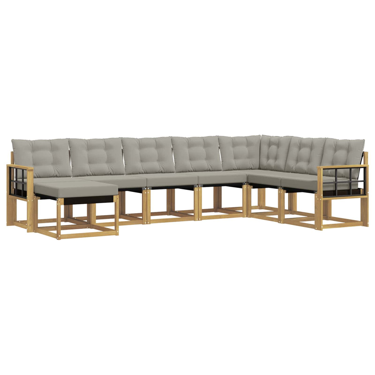Set vanjskih sofa 8 kom. Bijela i svjetlosiva Smeđa 306 x 187,5 x 73 cm