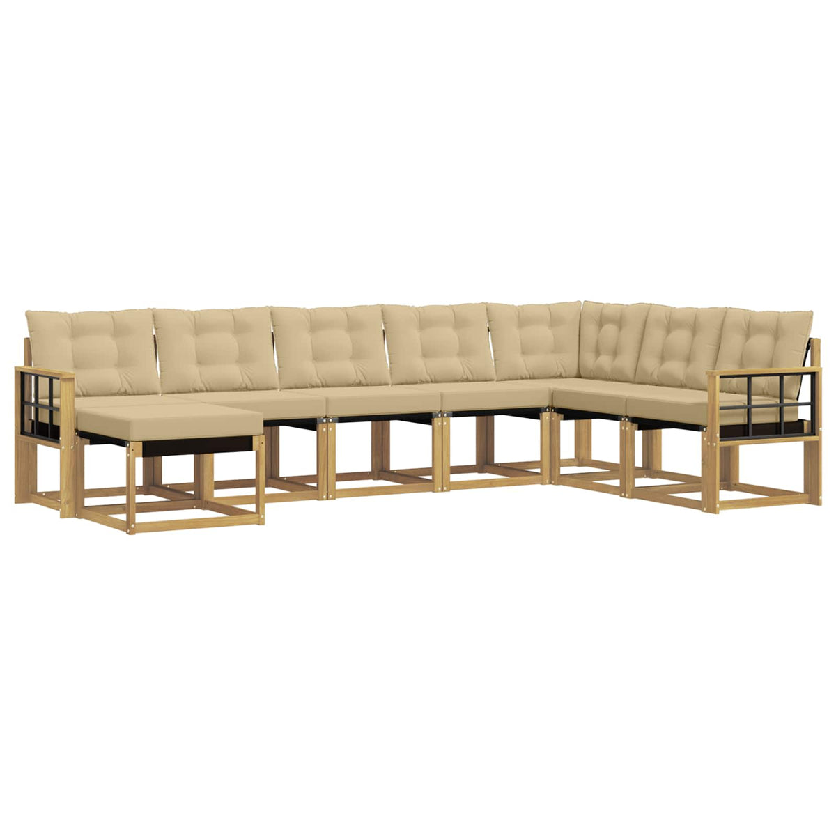 Set vanjskih sofa 8 kom. Bijela i bež Smeđa 306 x 187,5 x 73 cm