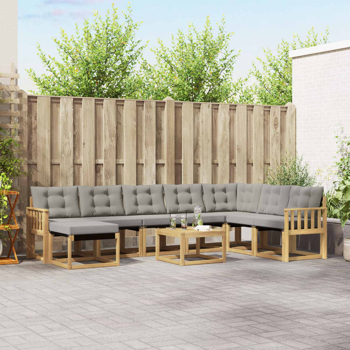 Set vanjskih sofa 9 kom. Bijela i svjetlosiva