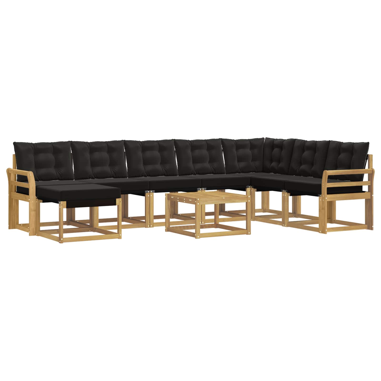 Set vanjskih sofa s jastukom 9 pcs Bijela i crna