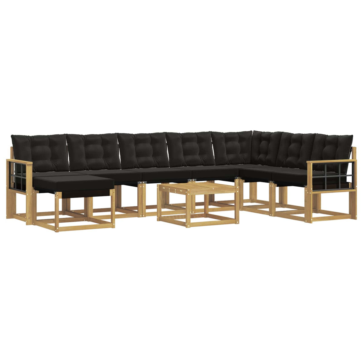 Set vanjskih sofa s jastukom 9 pcs Bijela i crna