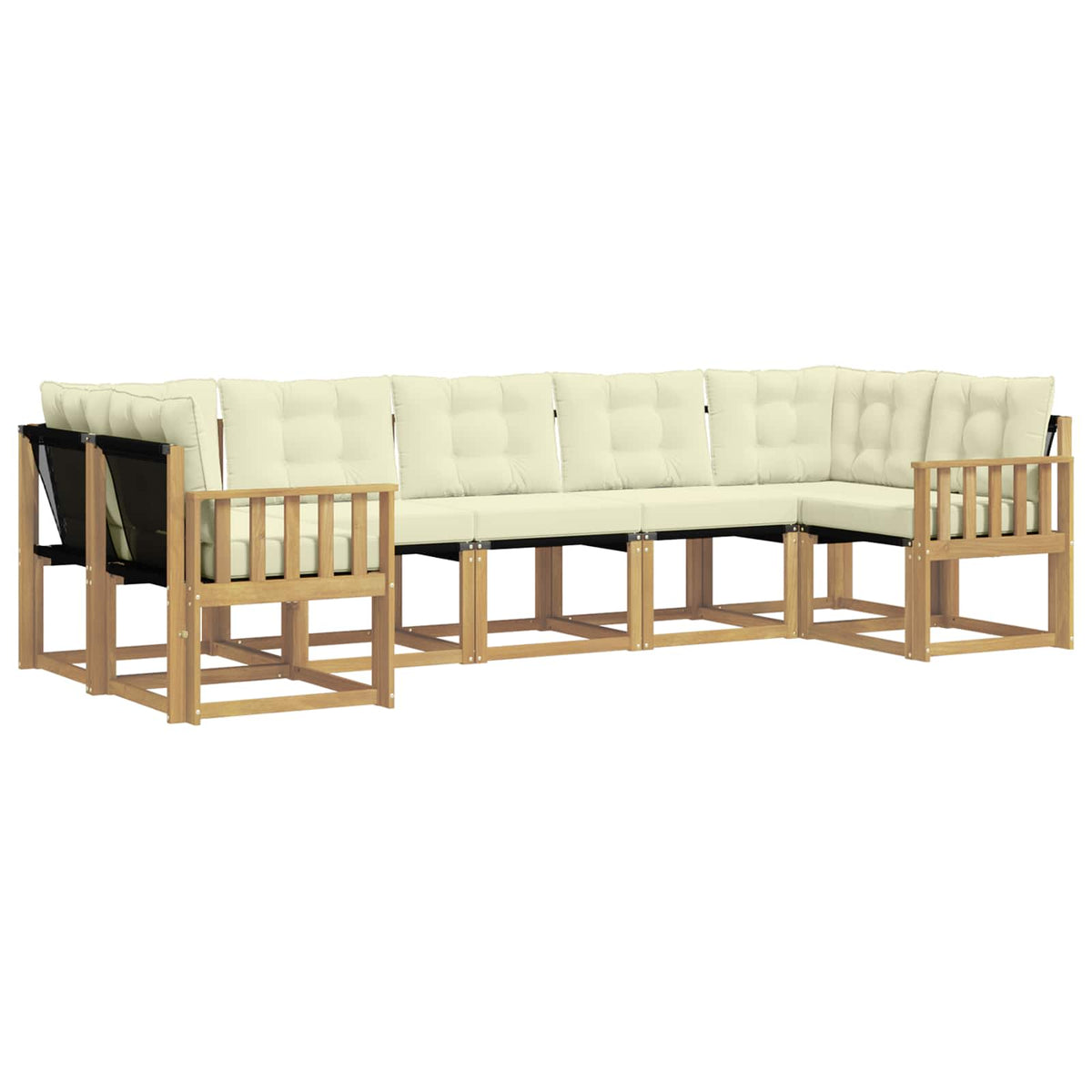Set vanjskih sofa 7 kom. Bijela i krem Smeđa 304 x 128,5 x 73 cm