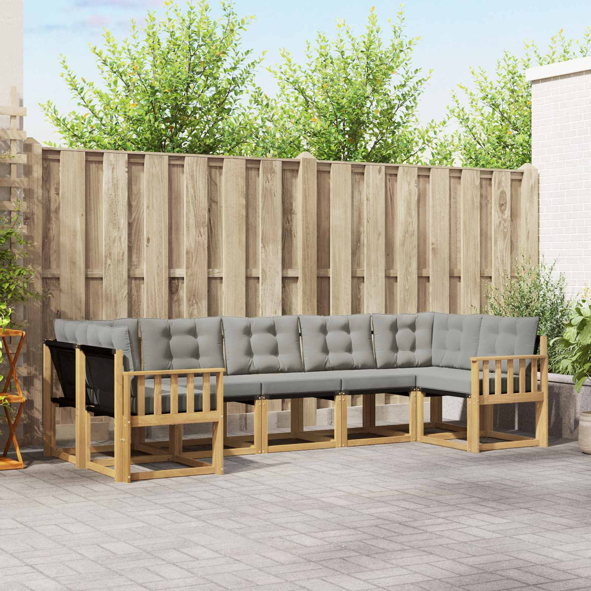 Set vanjskih sofa s jastukom 7 pcs Bijela i svjetlosiva