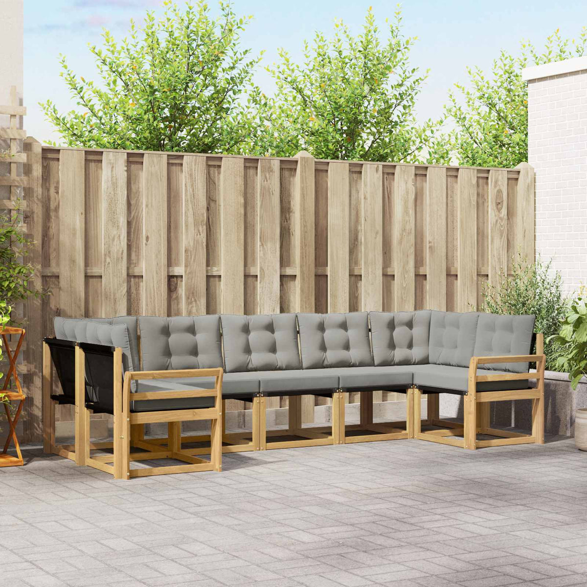 Set vanjskih sofa s jastukom 7 pcs Bijela i svjetlosiva