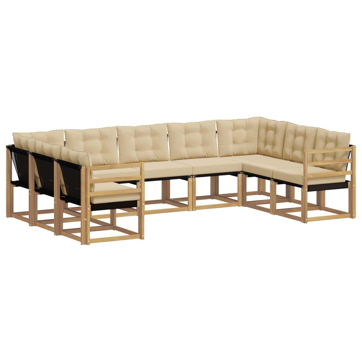 Set vanjskih sofa s jastukom 9 pcs Bijela i bež