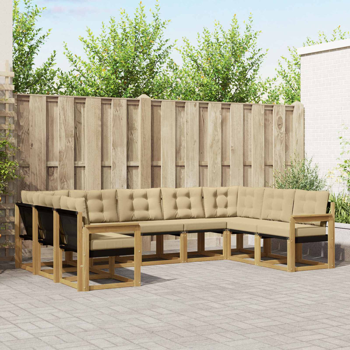 Set vanjskih sofa s jastukom 9 pcs Bijela i bež