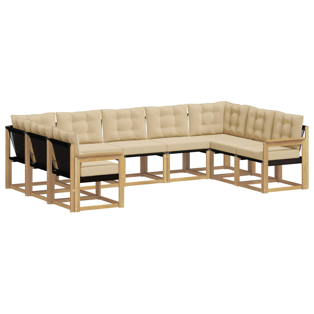 Set vanjskih sofa s jastukom 9 pcs Bijela i bež