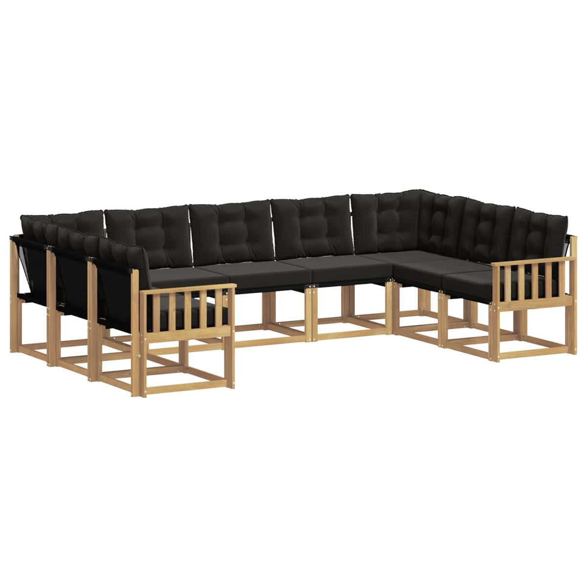 Set vanjskih sofa s jastukom 9 pcs Bijela i crna