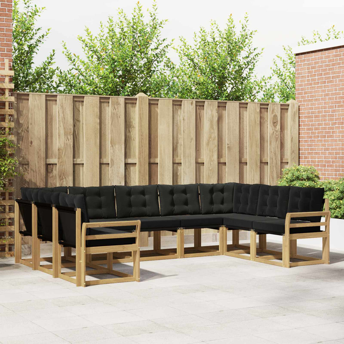 Set vanjskih sofa s jastukom 9 pcs Bijela i crna