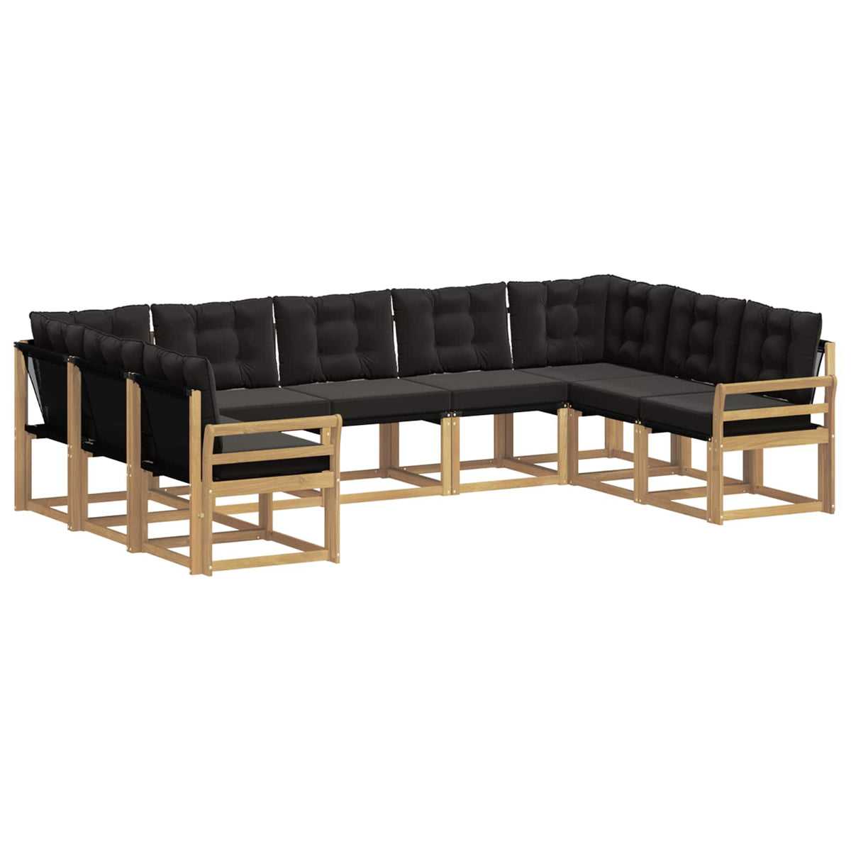 Set vanjskih sofa s jastukom 9 pcs Bijela i crna