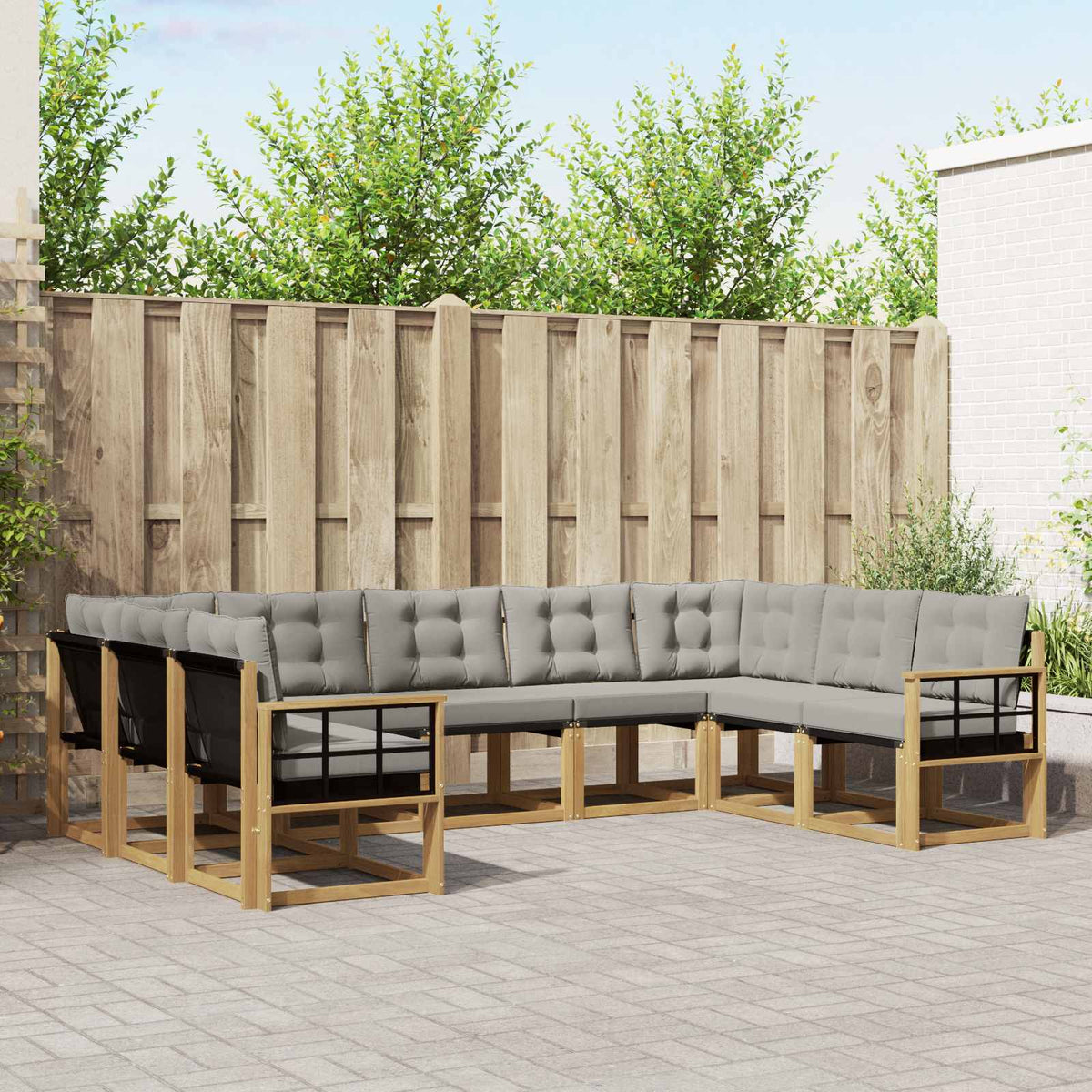 Set vanjskih sofa 9 kom. Bijela i svjetlosiva