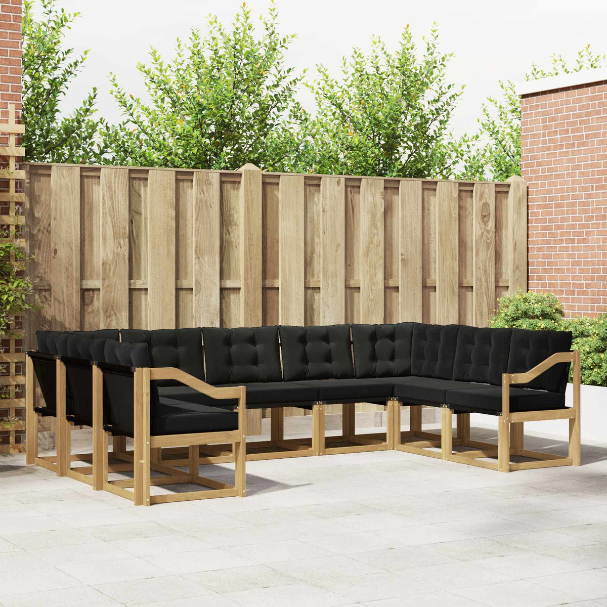 Set vanjskih sofa s jastukom 9 pcs Bijela i crna