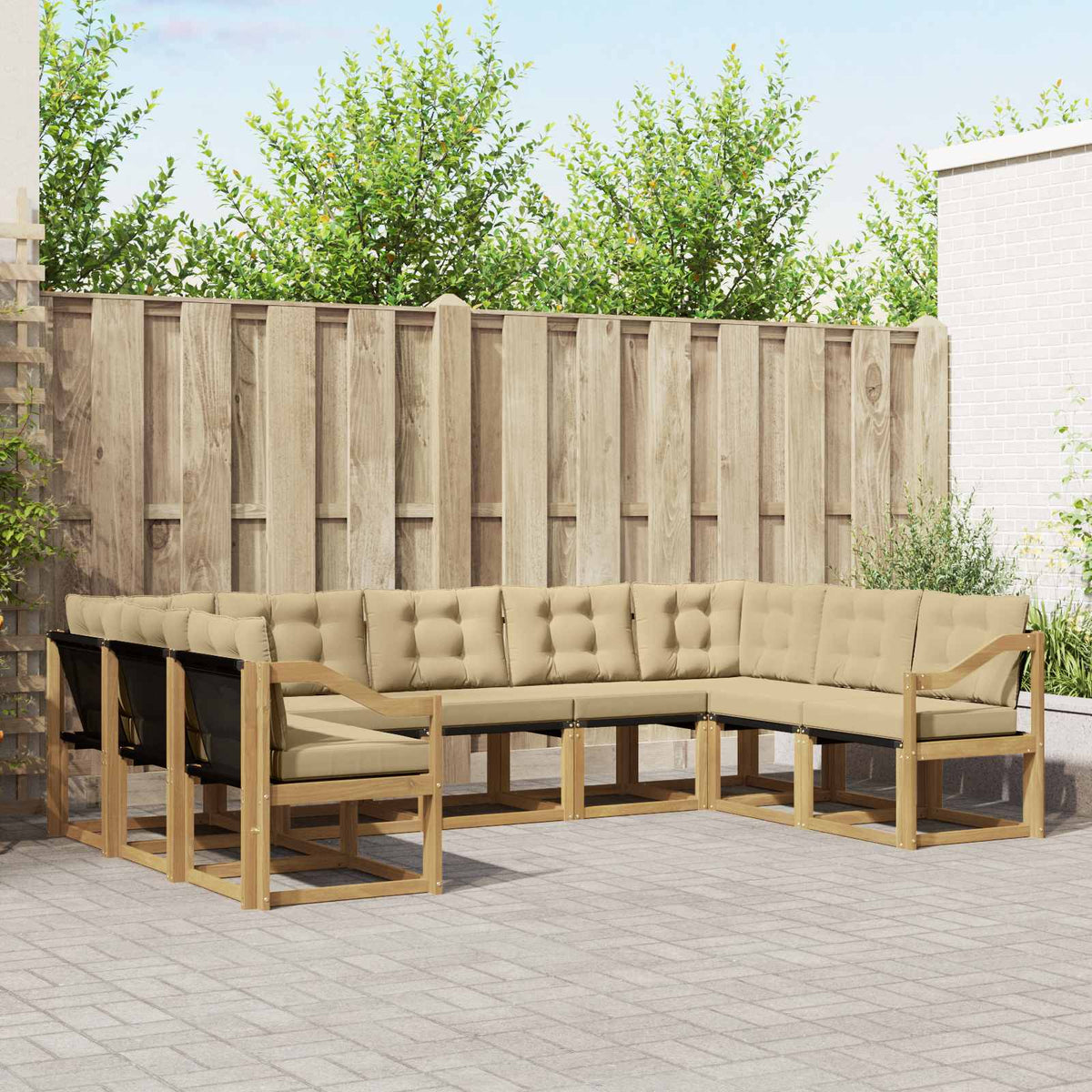 Set vanjskih sofa s jastukom 9 pcs Bijela i bež